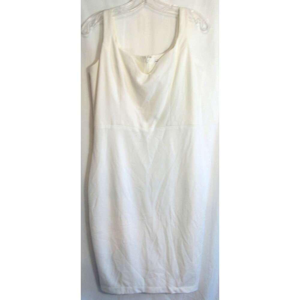 Dress The Population White Sleeveless Knee Length Back Zip Lined Dress Large EUC